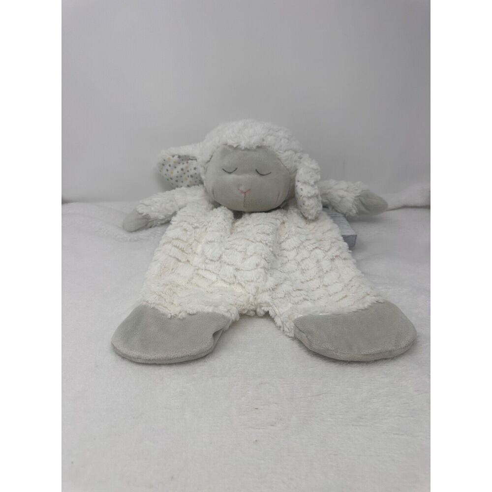 Baby Ganz Flat A Pat Sleepy Eyes SHEEP 16" Plush Security Blanket Toy #BG3988